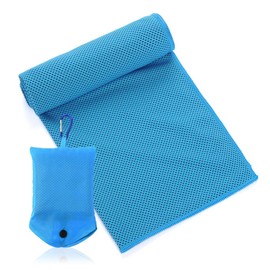 Feicuan Microfibre Towel for Gym Beach - 90x30cm/35.4"x11.8" Fast Drying Towels Compact with Storage Bag and Hook Cooling Towel Lightweight Absorbent for Sports, Swimming, Camping, Hiking, Blue