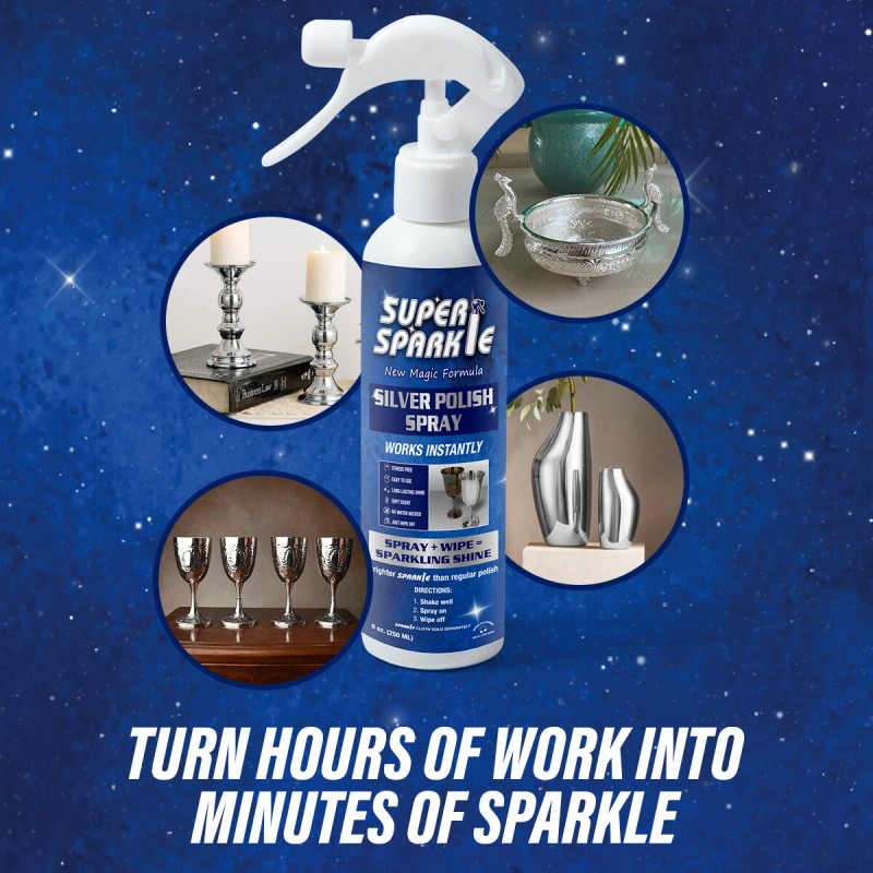 SUPER SPARKLE Silver Polish Cleaner Spray 8 Oz - Instant