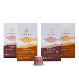 GRANA Espresso Capsules | Coffee Caps Nespresso Compatible with Original Line Machines, 40 Count | 100% Compostable & Biodegradable, Arabica Coffee| 4 Boxes of La Hermosa - La Libertad