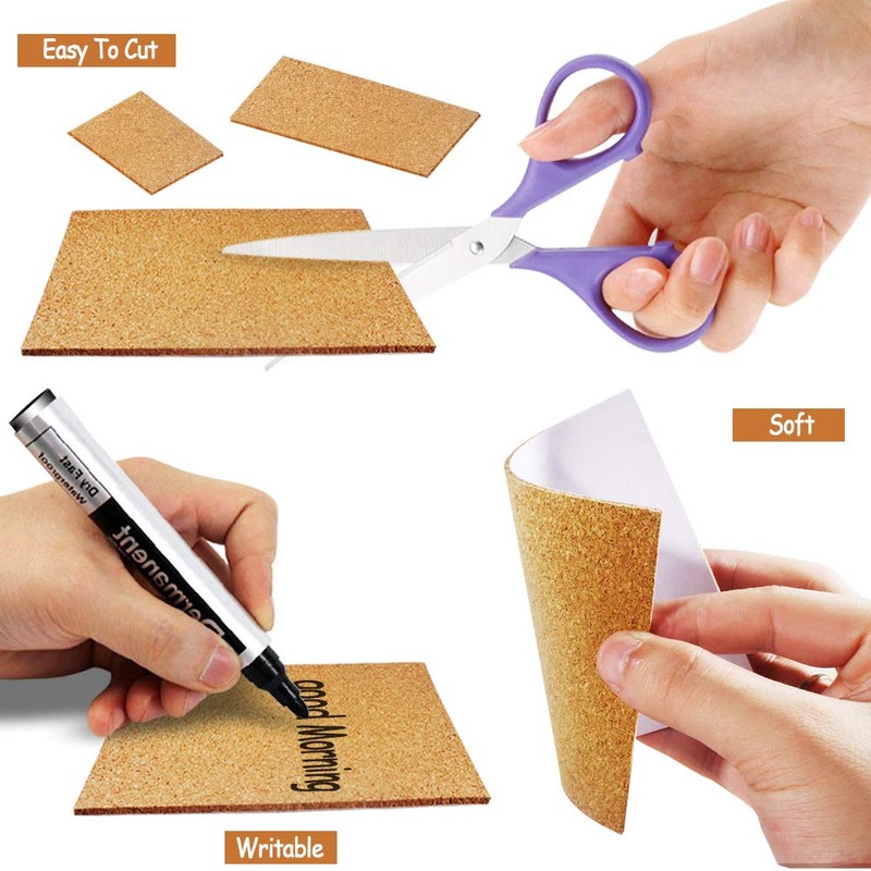 30 Pack Self-Adhesive Cork Squares 4” x 4” Cork Tiles