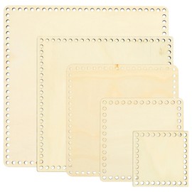 Tofficu Square Crochet Basket Bases: Wooden Bag Bottoms, Wooden Base Shaper for DIY Projects Blank Crochet Base for DIY Basket Craft Weaving Making Supplies