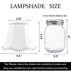 GO&SO 6-Pack White Linen Clip-On Lampshades with White Petal Edges Handwoven Mini Chandelier Shades Set (3.15"x5.5"x4.72")for Table/Wall/Ceiling Light,Fits E12 Bulbs,Natural Texture Decorative Covers