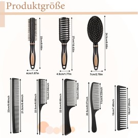 Yamitora 8 Stück Haarbürste Set,Massage Kämme,Hair Brush antistatisch,Edges Brush,Mehrere Stile für Frauen Männer Heimgebrauch, Reisen