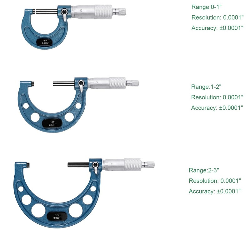 HDLNKAK Outside Micrometer Set, 0-3" Machinist Micrometer, 3 Pcs Machinist
