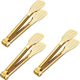Pack of 3 Kitchen Tongs,ongs Kitchen Tongs Stainless Steel for Pasta, Salad (Gold, One Size)