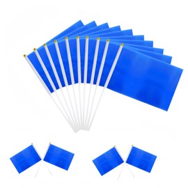 50 Packs Blue Small Flags on Sticks Hand Waving Flag Hand Held Small Mini Solid Flag Small DIY Mini Flag On Stick Party Garden Decorations Outdoor Decorations 14 * 21cm/5.5 * 8.2in