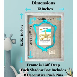 Tasse Verre 12x15 Rustic White Shadow Box Frame (2-Pack) - Ready to Hang Shadowbox Picture - Easy to Use - Box Display, Baby, Sports Uniforms, Military Medals, Pins, Wedding.
