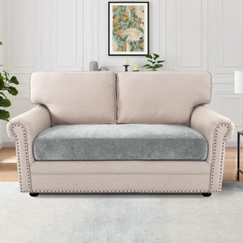 H.VERSAILTEX Stretch Chenille Couch Covers T Cushion Stretch Replacement Loveseat Slipcovers Thick Soft Loveseat Covers for 2 Cushion Couch(2 Seater Loveseat Cushion Cover,Dove)