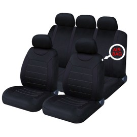 Xtremeauto® Classic Car Seat Covers Set Front & Rear complete with headrest Covers (Black)