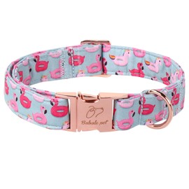 Babole Pet Adjustable Summer Dog Collar - Cute Pink Flamingo Dog Collars for Medium Dogs, Durable Boy Girl Dogs Heavy Duty Metal Buckle Collar M