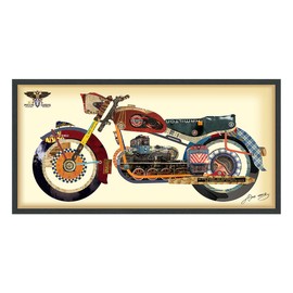Empire Art Direct Holy Harley Dimensional Collage Handmade by Alex Zeng Framed Graphic Motorcycle Wall Art, 25" x 48" x 1.4", Los Angeles Rider