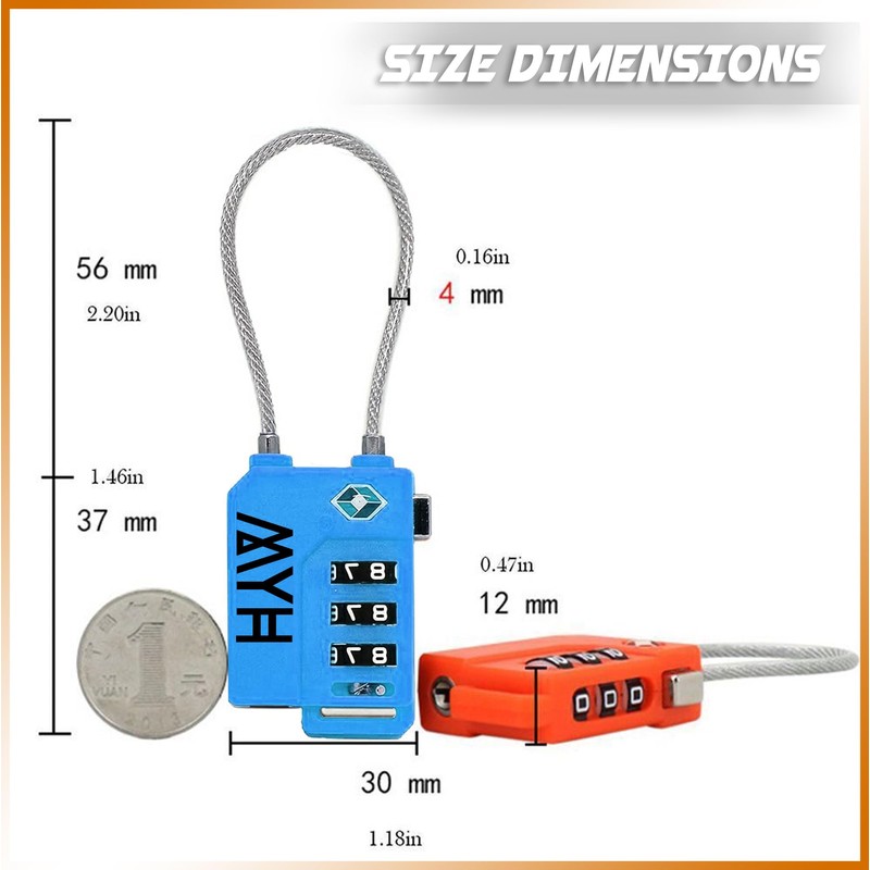 MYH Combination Padlocks – Small Suitcase Locks for Travel, Gym