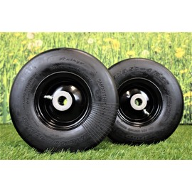 (Set of 2) 9x3.50-4 Flat Proof, Smooth Semi Pneumatic with Black Wheel Assembly Replacement for ARIENS: 07130100, GRAVELY 045205, 052586, 07130100, 45205, 52586, 58903200