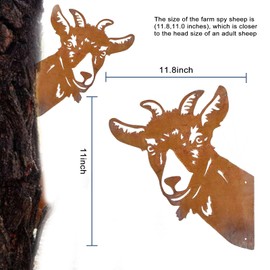 DERJDISF Metall Rost Ziegen Ziegendekoration Tier Silhouette Tierischer Rost Deko Baumstecker Metall Rost Ziegen Farm Deko Metall Rost Rostige Iron Garden Sculptures（Schafe）