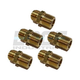 EDGE INDUSTRIAL 1/2" NPSM to 1/2" Male NPTF Brass Fitting Connector Fuel/AIR/Water/Oil/Gas/WOG (Qty 05)