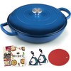 Overmont Enameled Cast Iron Dutch Oven - 3.8 Quart Dutch Oven Pot with Lid - Shallow Cookware Braising Pan - Cast iron Casserole with Cookbook & Heat-resistant Caps - Oven Safe up to 500° F