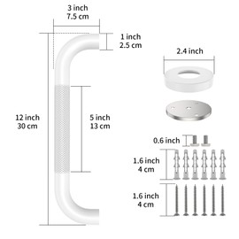 12 Inch Oil Rubbed White Shower Grab Bar w/Anti Slip Grip, ZUEXT Stainless Steel Bath Grab Bar,Bathroom Balance Bar, Wall Mount Safety Handrail Support, Handicap Injury Elderly Senior Assist Handle