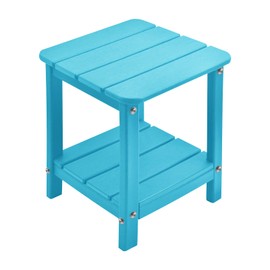 Lil Ray Adirondack Outdoor Side Table Small Patio End Tables for Outside Outdoor Patio Side Table (Blue)