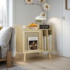 Kiasthome Record Player Stand, Vinyl Record Storage Cabinet Up to
