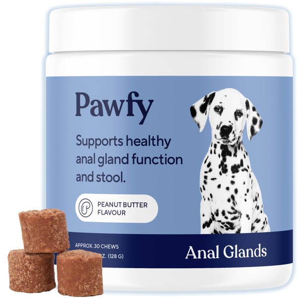 Pawfy Anal Gland Chews for Dogs with Peanut Butter |