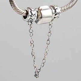 Clasp Safety Chain Charm 925 Sterling Silver Clip Stopper Charm Spacer Charm for Bracelet (G)