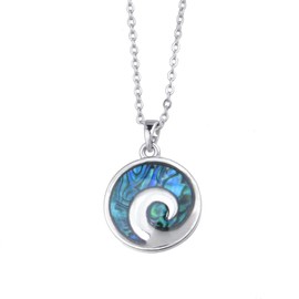 Lauren-Spencer Ocean Wave Necklace for Women, Abalone Shell Pendant Beach Necklaces Ocean Charm Circle Necklace for Women Summer Hawaiian Necklace Surfer Jewelry Gifts (Style D)