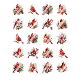 Winter Bird Cardinal Nail Art Decals - Waterslide Nail Decals (Adult Large 0.5" inches)