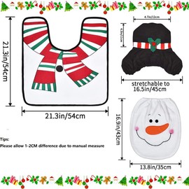 Christmas Decorations,H HOME-MART Christmas Toilet Seat Cover and Rug Set Tank Lid Covers Tissue Box Cover Xmas Decorations Funny Bathroom Santa Claus Snowman Elf Festival Decor
