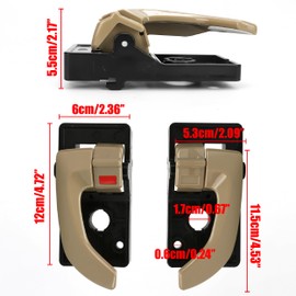 BuleVina 4Pcs Left Right Interior Door Handle Beige Replacement Fit for Hyundai Tucson 2005 2006 2007 2008 2009 No. 82610-2E000 82620-2E000 82610-2E000J9 82620-2E000J9 LH RH Inside