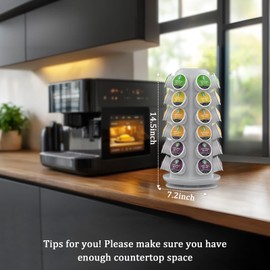 K Cup Holder Carousel-Coffee Pod Holder Organizer Compatible with 36 K-Cups Pods, for Home Kitchen Office Countertop or Coffee Station, Spins 360-Degrees, Detachable, Light Gray