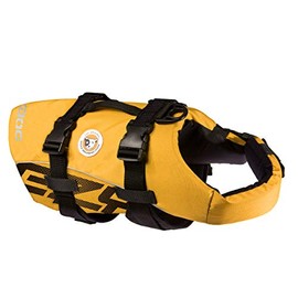 EzyDog Premium Doggy Flotation Device (DFD) - Adjustable Dog Life Jacket Preserver with Reflective Trim - Durable Grab Handle for Safety and Protection - 50% More Flotation Material (Medium, Yellow)