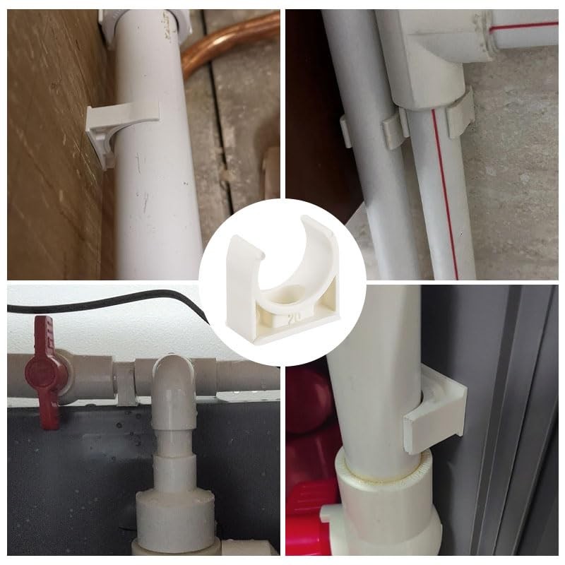 20Pcs 20mm PVC Pipe Clips, Hose Clamps for Plumbing/Central Heating/Garden