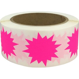 Fluorescent Pink Burst Color Coding Labels for Organizing Inventory 2 Inch Round Circle Dots 500 Total Adhesive Stickers On A Roll
