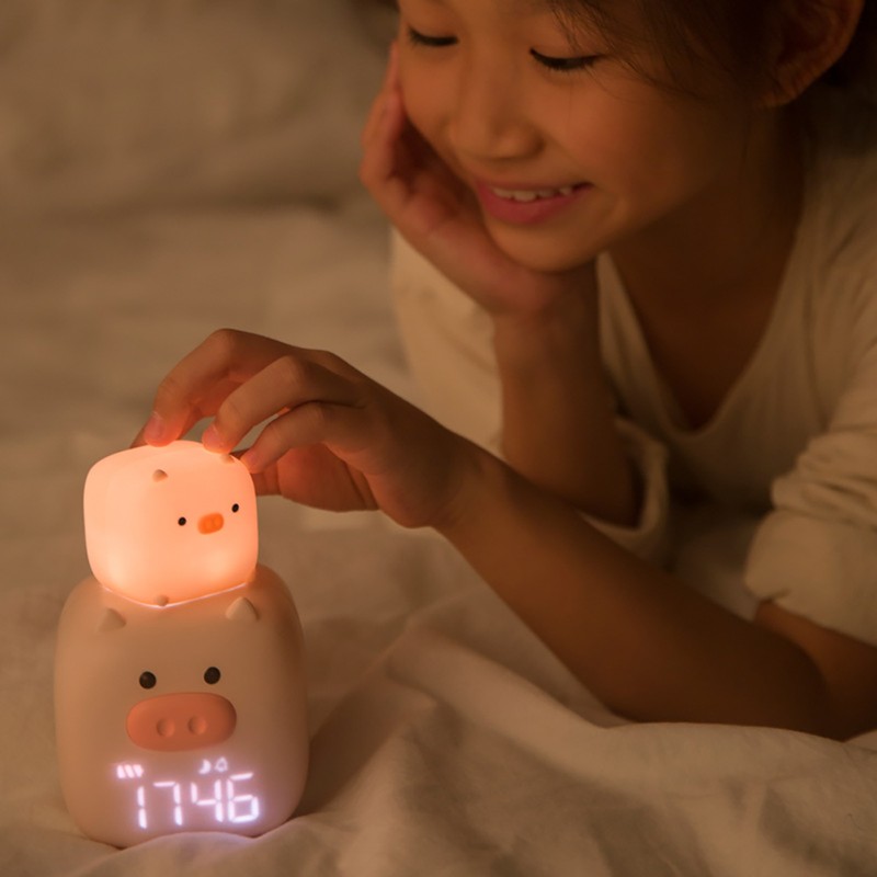 Cartoon Pig Alarm Clock Snooze Digital Alarm Clock with Night