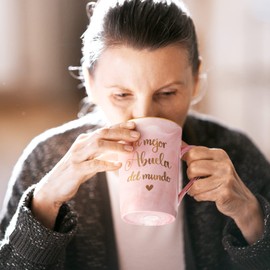 YHRJWN YHRJWN - Grandma Gifts, Best Grandma Ever Mug, Abuela Gifts in Spanish, Gifts for Abuela from Grandson Granddaughter Grandchildren, Mothers Day Birthday Christmas Gifts for Abuela Gigi Mimi 14Oz Pink