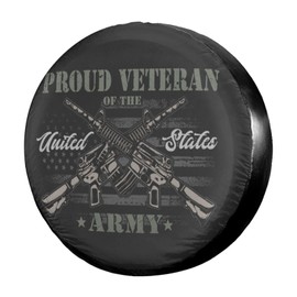 Dujiea American Veteran Spare Tire Cover, Universal Wheel Tire Cover Dust-Proof Tire Protectors for Trailer Rv Van SUV Truck Camper and Many Vehicle 14 15 16 17 Inch