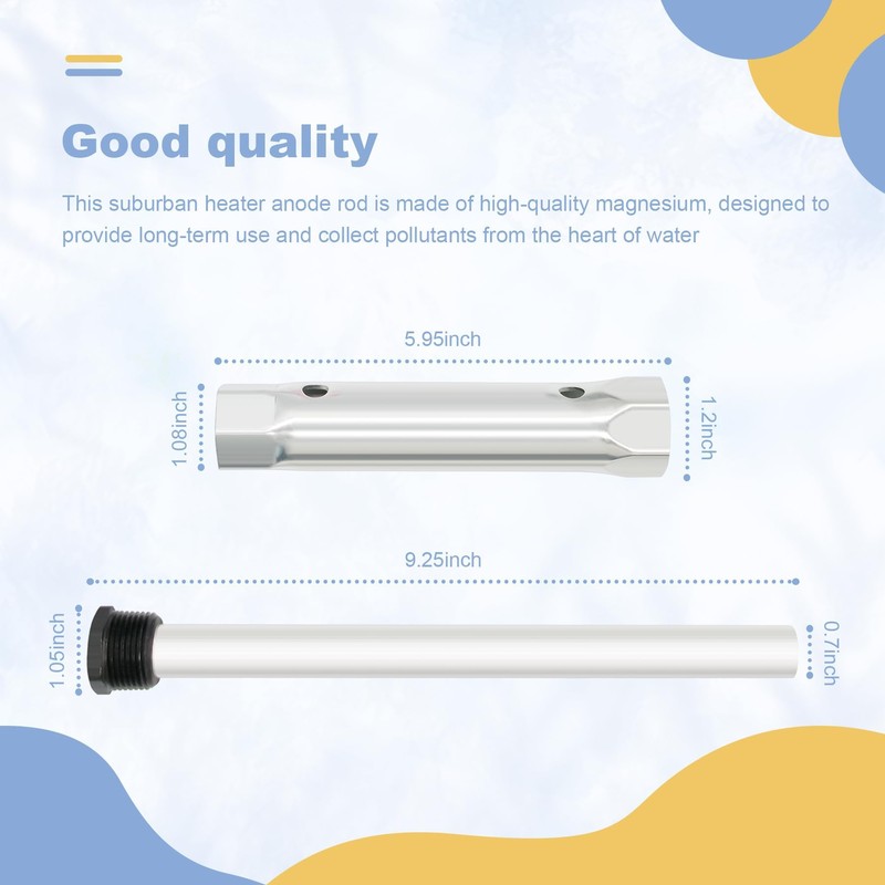 yrjns RV Water Heater Anode Rods with 1-1/16 inch Socket,