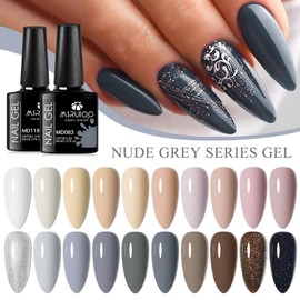 MSRUIOO 20Pcs Gel Nail Polish Kit, 20 Colors Pink Nude Grey White Black Glitter Neutral Brown Gel Polish Set Soak off UV Led Gel Nail Art Manicure Gift for Girls Women