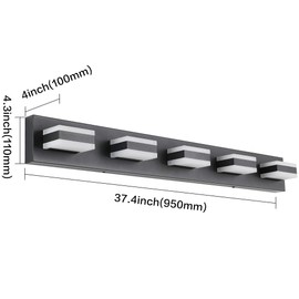 SOLFART Dimmable LED Modern Black Bathroom Vanity Lights Over Mirror 5 Lights Acrylic Bath Wall Lighting S8568 (5 Lights)