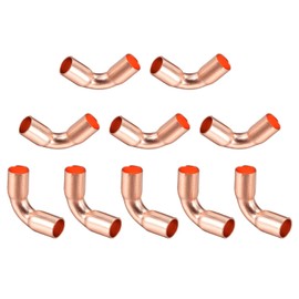 DTGN 1/4 Inch(Inner Diameter) 90 Degree Copper Pipe Fitting - 10Pack - Good for Water Pipe System - Copper Elbow Adapter - Copper Tone