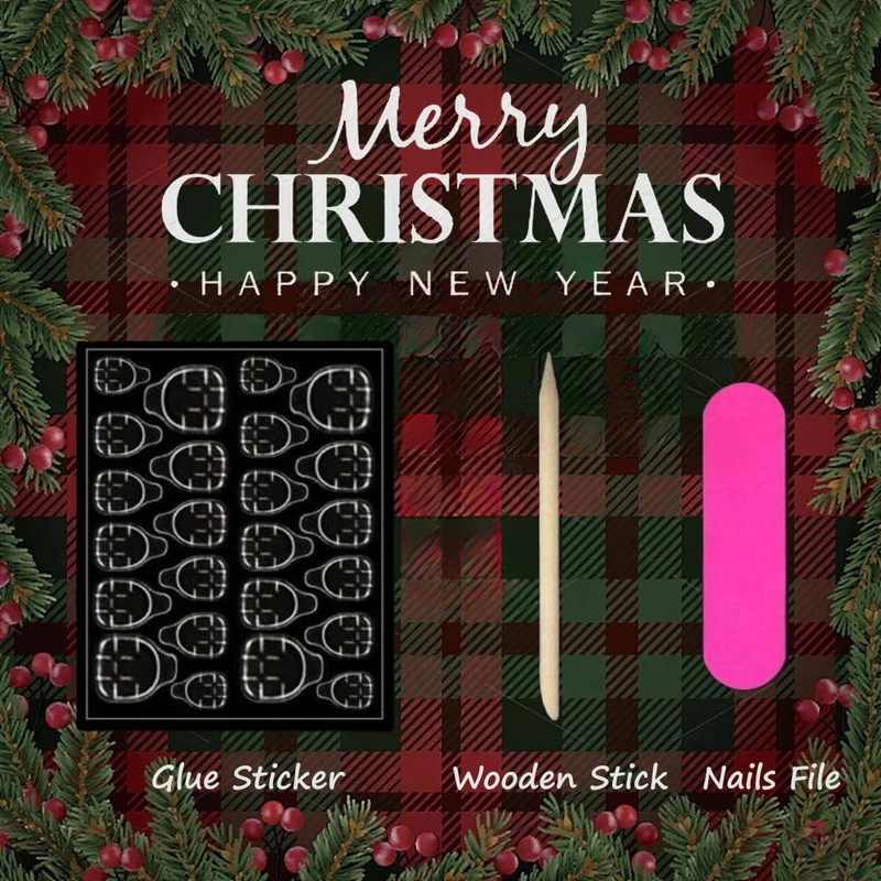 Christmas Press on Nails Medium Square Glue on Nail with