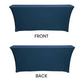 YOUR CHAIR COVERS - Spandex 6 Ft x 18 Inches, Narrow Classroom Standard Rectangular Training Stretch Tablecloth - Navy Blue