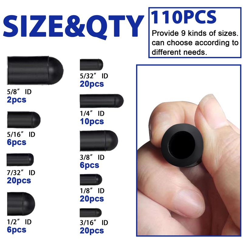 110 PCS Vacuum Caps Assortment, Vacuum Plugs Hose End Cap,