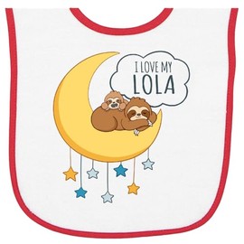 inktastic I Love My Lola Baby Terry Cloth Bib White and Red 465aa
