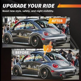 MOTRUM Rear Taillight Tail Light Covers Compatible with V-W Volkswagen New Beetle BT5 1998-2005, [DOT] [IP67 Waterproof], 2 PCS, Carbon Fiber Style Finish