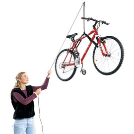 HARKEN Hoister - Overhead Garage Storage 1 Point Hoist System for Bikes, Ladders (45lb Capacity, 10ft Ceiling) Space-Saving Organization, Easy One-Person Operation, Safe Anti-Drop, Self-Leveling, 7800