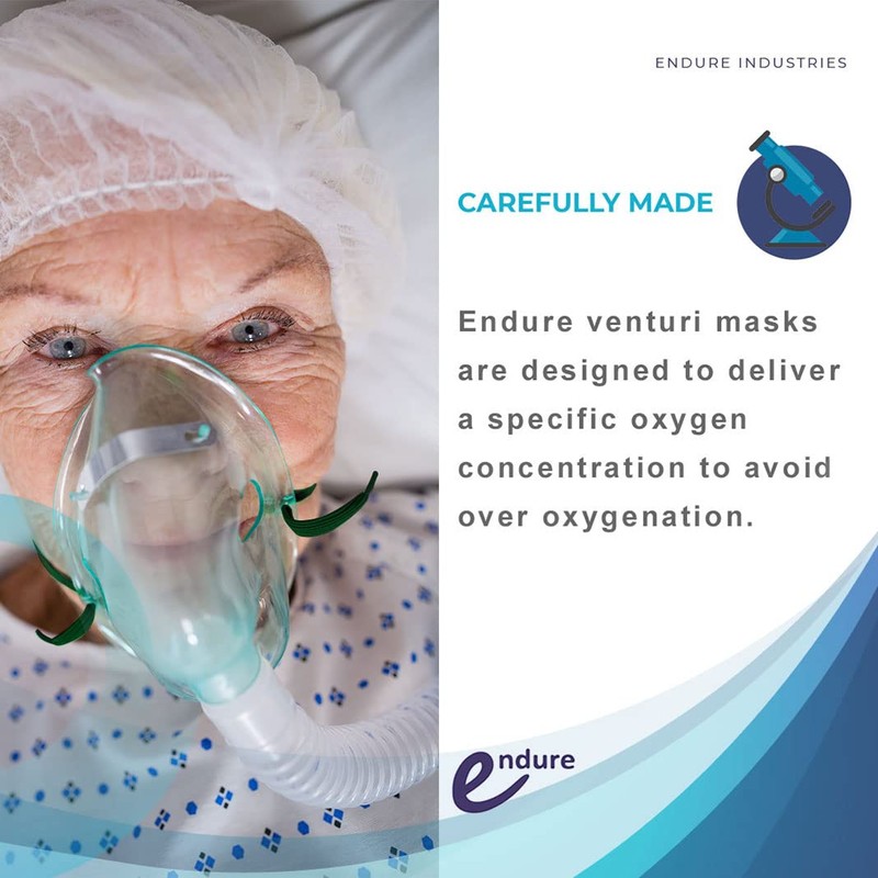 Endure Adjustable Adult Elongated Oxygen Venturi Mask with Accessories, X-Large