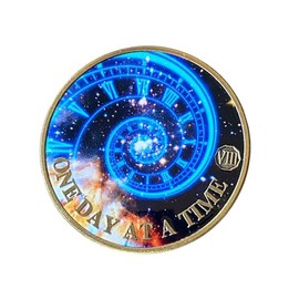 8 Year Time Spiral Universe One Day at A Time Medallion Serenity Prayer Back