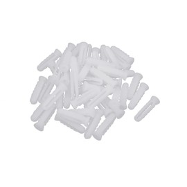 sourcingmap 6mm x 25mm Plastic Expansion Nail Plugs Wall Anchor Screw White 50pcs