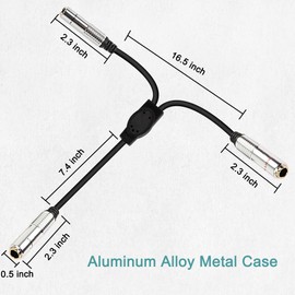 XMSJSIY 6.35mm 1/4 TRS Y Splitter Audio Cable,1/4 Inch TRS Stereo Female to Dual Female Headphone Guitar Extension Cable with Gold Plated -0.5M/1.6FT
